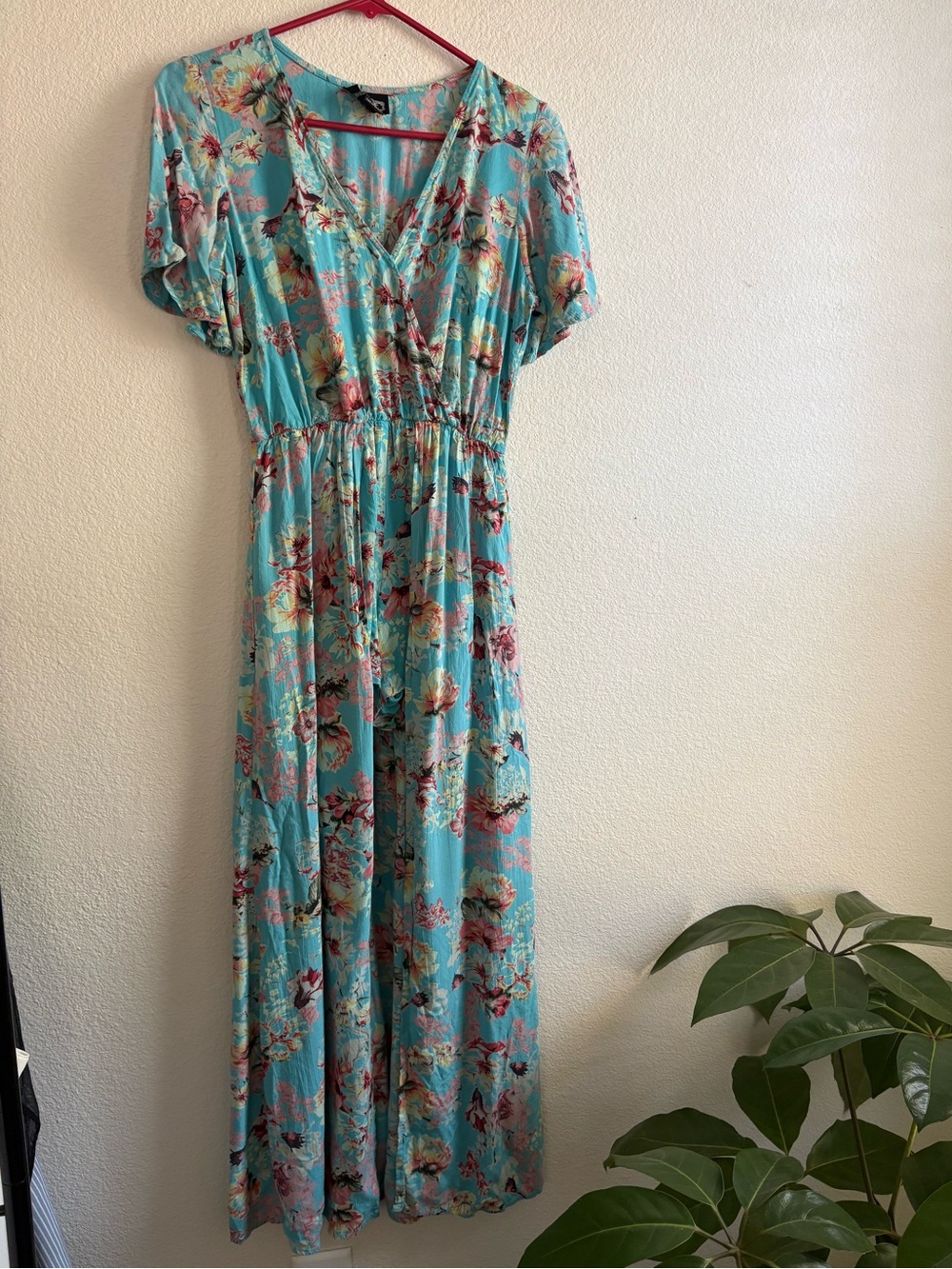 Angie Floral Maxi Dress with Shorts - Floral Turquoise & Pinks NWOT